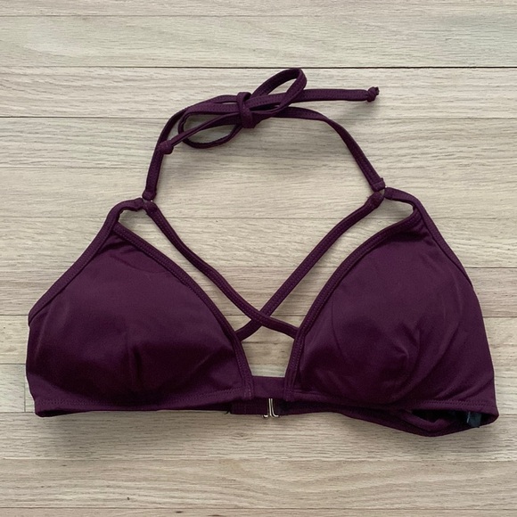 Plumeria Maroon X Triangle Bikini - Picture 2 of 4